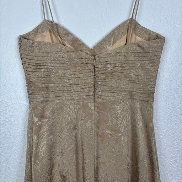 Badgley Mischka Beige Sleeveless Beaded Embroidered Dress Size 8 - Picture 4 of 6